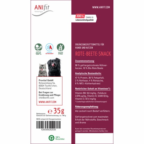 Hund Katze Hundefutter Snacks Rote-Beete-Snack 35g 1 Stück -3- Anifit